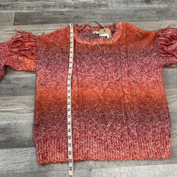 Frye + Co NWT wool blend space dyed  ombre fringe womens sweater size medium I43 - Picture 10 of 11